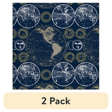 (2 pack) Half-Yard 100% Cotton Celestial Maps, Blue, 44" Wide for Quilting & Sewing by David Textiles