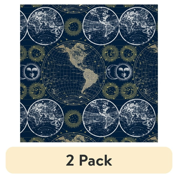 (2 pack) David Textiles 44" x 18" Cotton Celestial Maps Precut Fabric