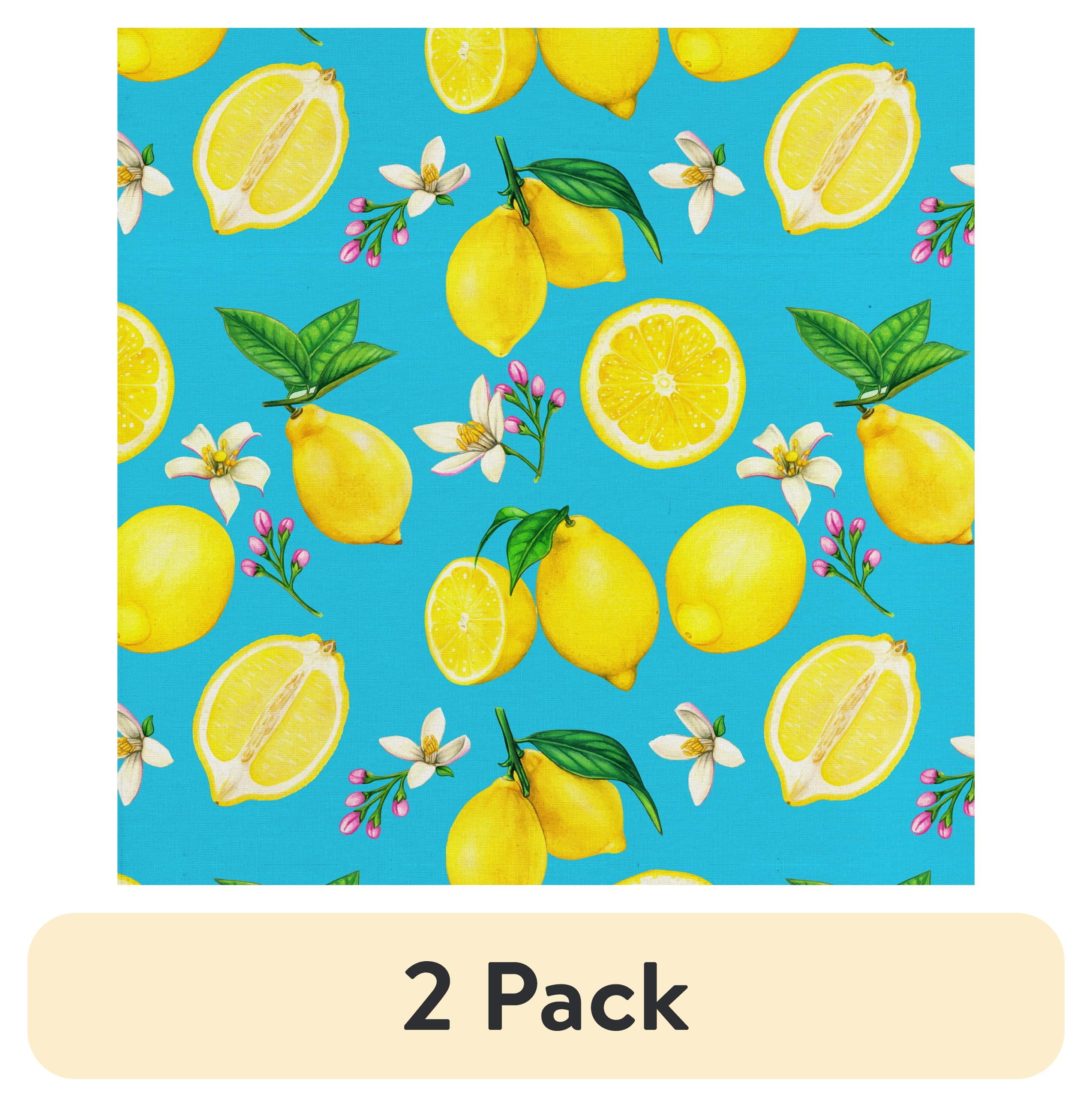 (2 pack) Half-Yard 100% Cotton Lemon Toss, Teal, Yellow, 44" Wide for Quilting & Sewing by David Textiles
