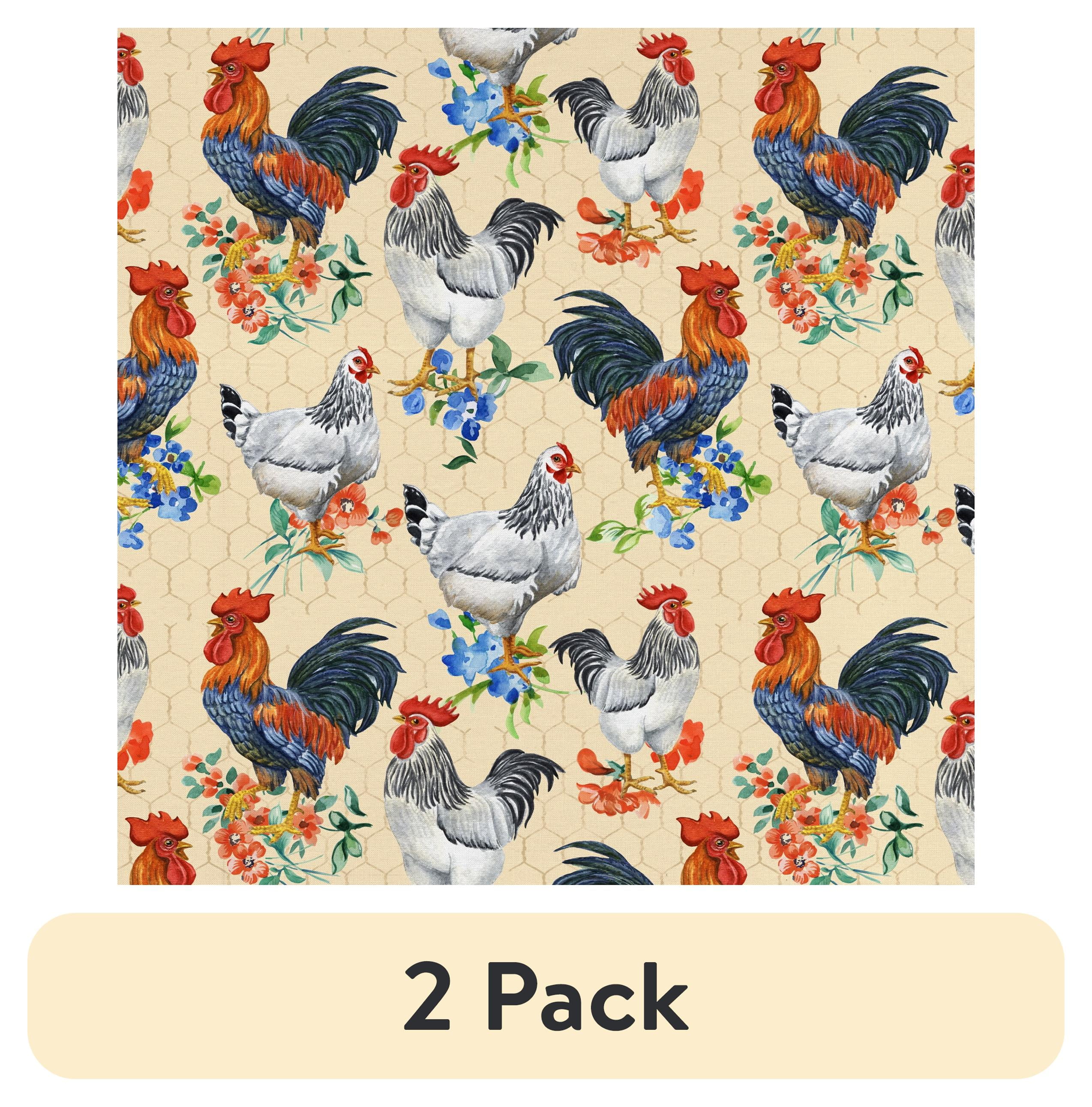 (2 pack) Half-Yard 100% Cotton Raise Chickens, Multi-color, 44" Wide for Quilting & Sewing by David Textiles