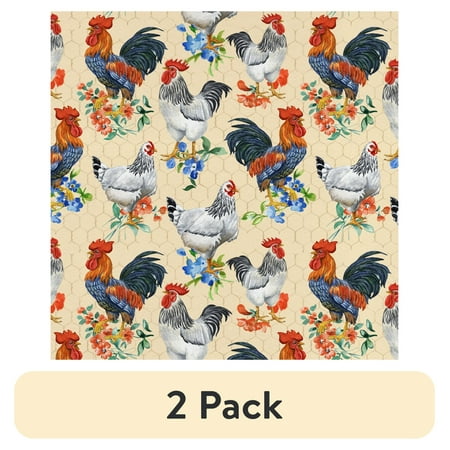 (2 pack) Half-Yard 100% Cotton Raise Chickens, Multi-color, 44" Wide for Quilting & Sewing by David Textiles