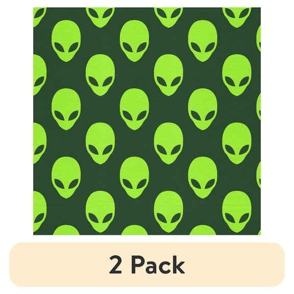 (2 pack) 2 Yards 100% Cotton Alien Face, Green, 44" Wide for Crafts by David Textiles