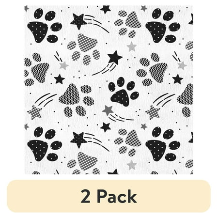 (2 pack) Mainstays 1.5 Yards 100% Polyester Brushed Fleece Paw Prints, Cream, 60" Wide for Crafts