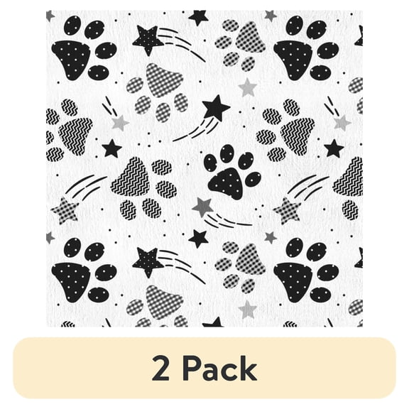 (2 pack) Mainstays 1.5 Yards 100% Polyester Brushed Fleece Paw Prints, Cream, 60" Wide for Crafts