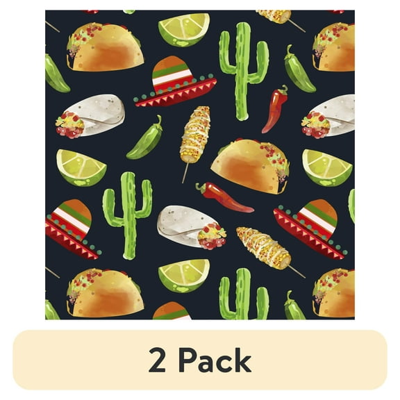 (2 pack) David Textiles Cotton Precut Fabric Tacos & Cacti Fabric 1 yd X 44"