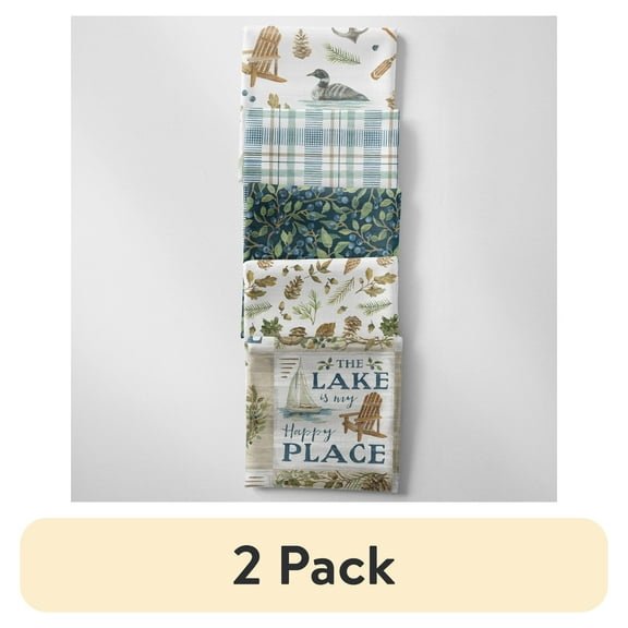 (2 pack) David Textiles, Inc. 21" x 18" 100% Cotton Lake Precut Fat Quarters, 5 Pieces