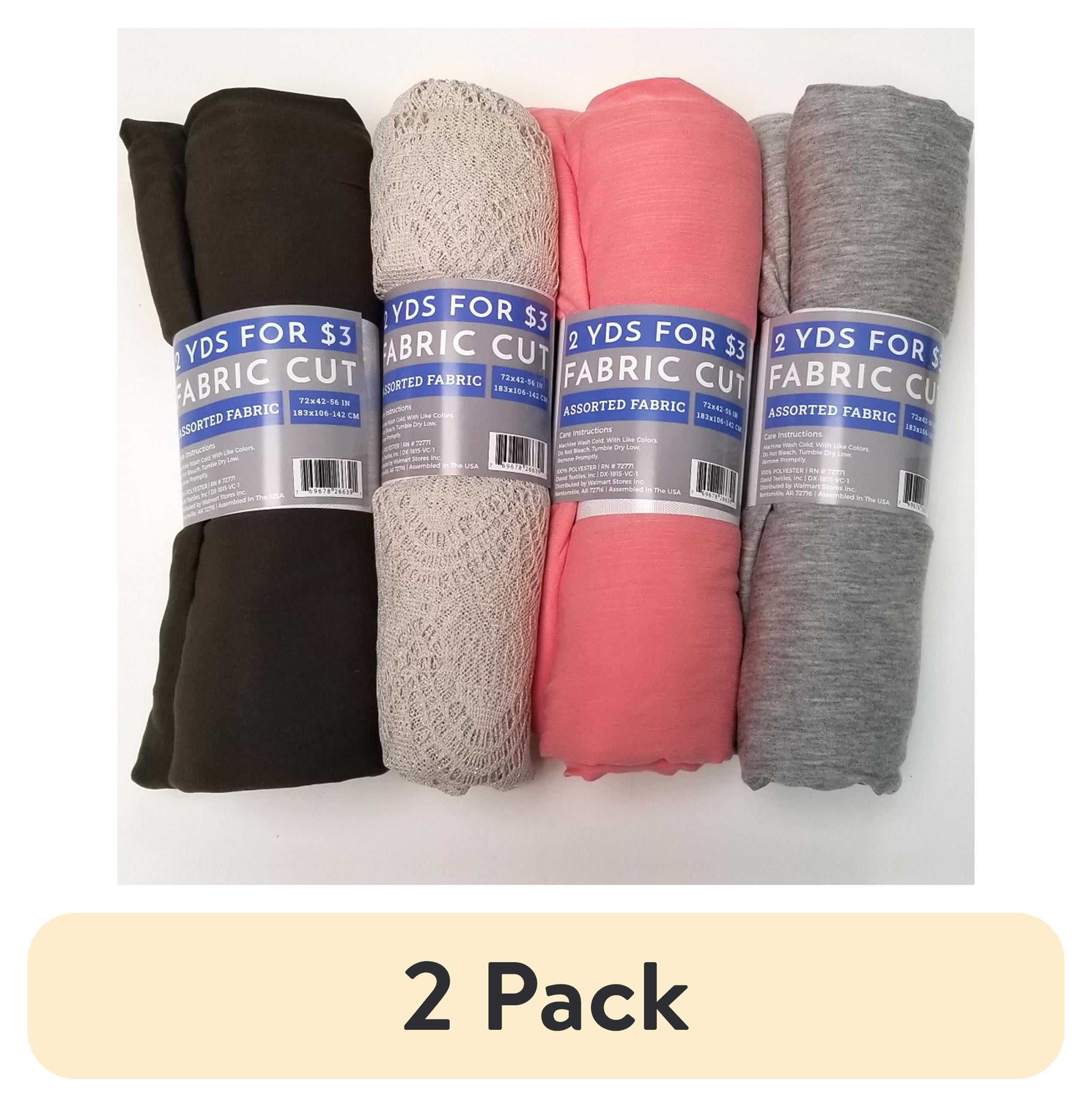 (2 pack) David Textiles Inc. Assorted Value Fabric 2 Yards for $3, Precut, (Color and Fabric Received Will Vary)