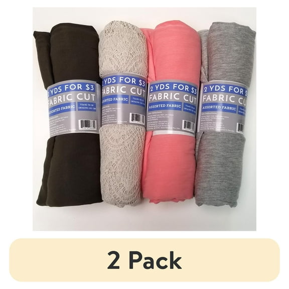 (2 pack) David Textiles Inc. Assorted Value Fabric 2 Yards for $3, Precut, (Color and Fabric Received Will Vary)