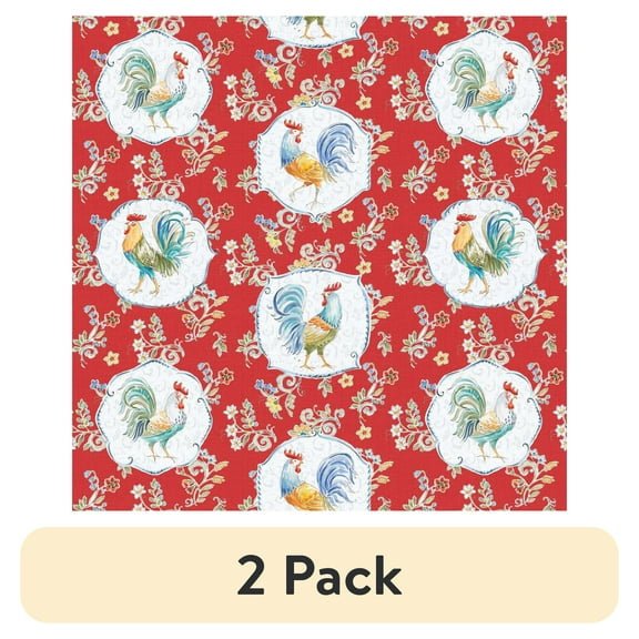 (2 pack) David Textiles Morning Bloom Rooster Cotton 1 Yard Fabric Cut