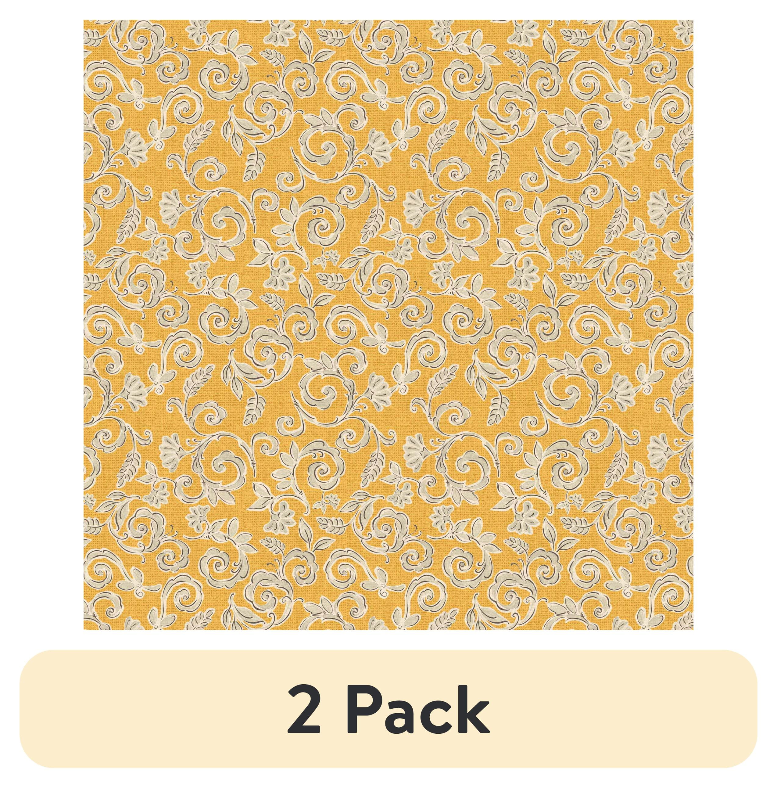 (2 pack) David Textiles Morning Bloom Swirly Floral Gold Cotton 1 Yard Fabric Cut