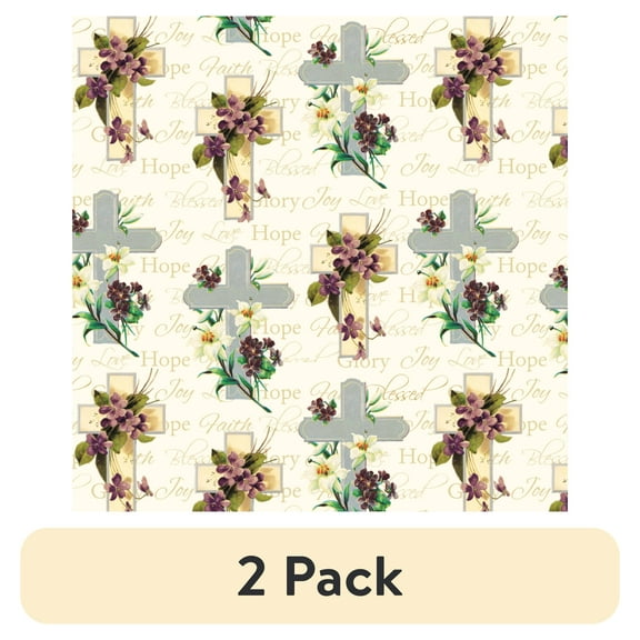 (2 pack) David Textiles Religious Faith 36" Cotton Sewing & Craft Fabric 1 yd Pre-cut, Multi-Color