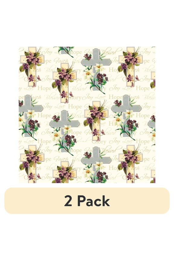 (2 pack) David Textiles Religious Faith 36" Cotton Sewing & Craft Fabric 1 yd Pre-cut, Multi-Color