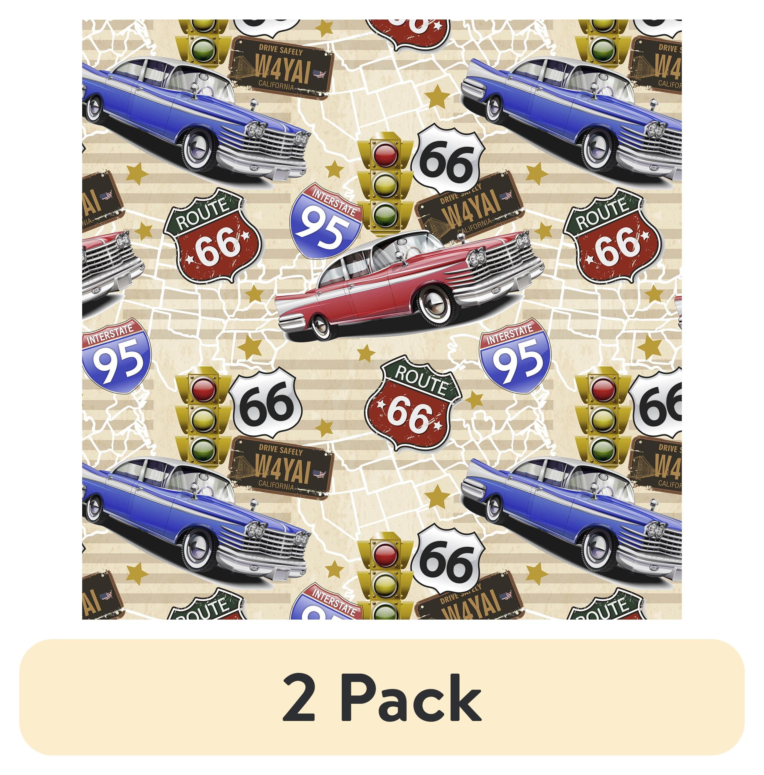 (2 pack) 1 Yard 100% Cotton Route 66, Multi-color, 44" Wide for Quilting & Sewing by David Textiles