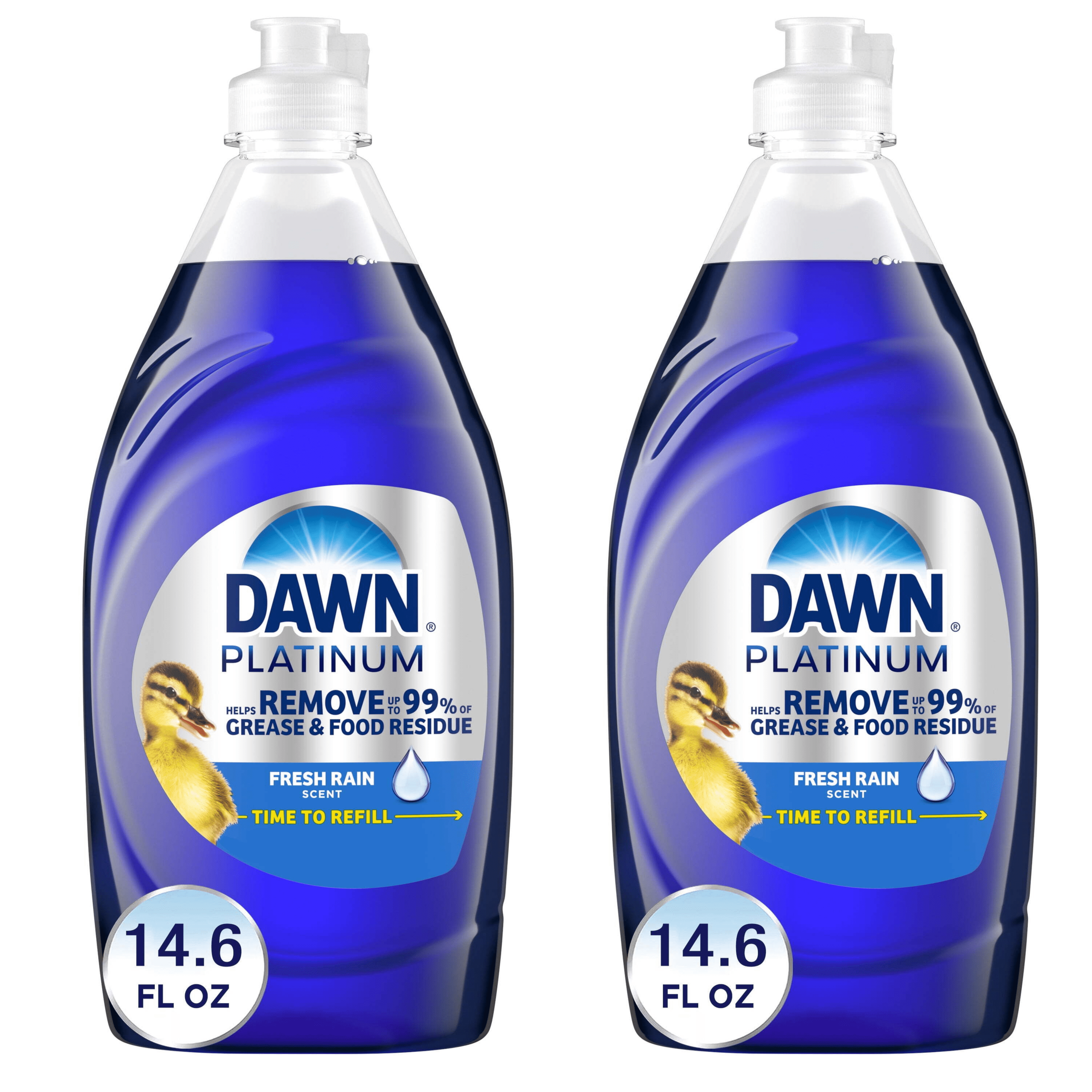(2 pack)Dawn Platinum Liquid Dish Soap, Dishwashing Liquid, Grease Removal, Fresh Rain, 14.6oz