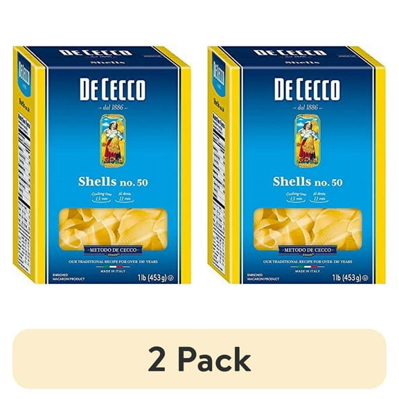 (2 pack) De Cecco Semolina Pasta, Shells No.50, 1 Pound (Pack of 3)