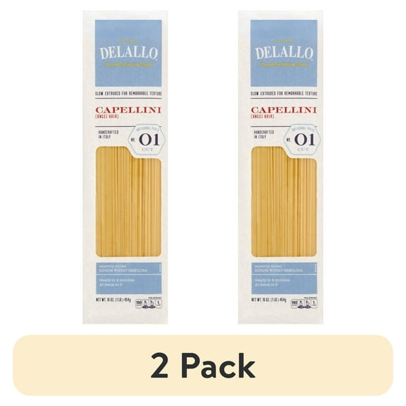(2 pack) DeLallo Capellini Pasta, Angel Hair, Made in Italy, Non-GMO, Shelf Stable, 1lb Bag