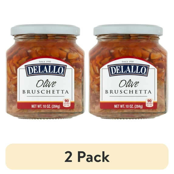 (2 pack) DeLallo Chopped Olive Bruschetta, Non GMO, 10 oz Jar