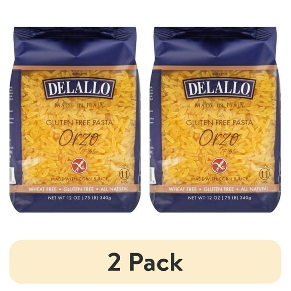 (2 pack) DeLallo Gluten Free Orzo Pasta, 12 oz