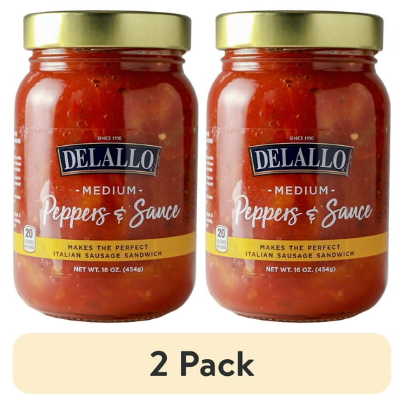 (2 pack) DeLallo Medium Peppers and Sauce, 16 oz