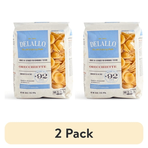 (2 pack) DeLallo Orecchiette Pasta, Made in Italy, Non-GMO,  16 oz Bag