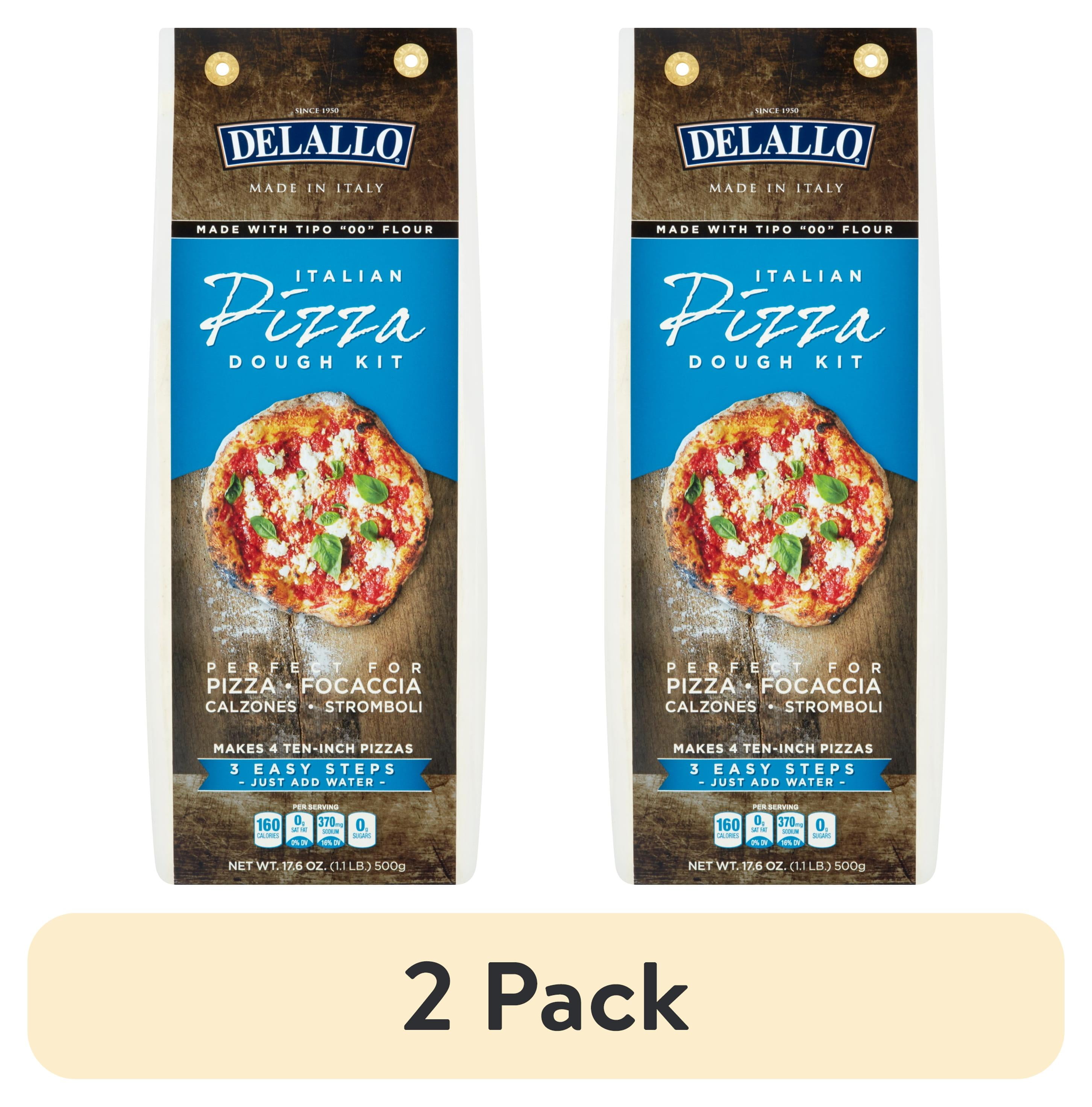 2 pack) DeLallo Pizza Dough Kit, Made in Italy with 00 Flour, Non