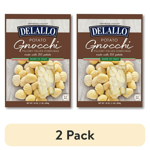 (2 pack) DeLallo Potato Gnocchi Pasta, Made in Italy, Non-GMO, 16 oz Box