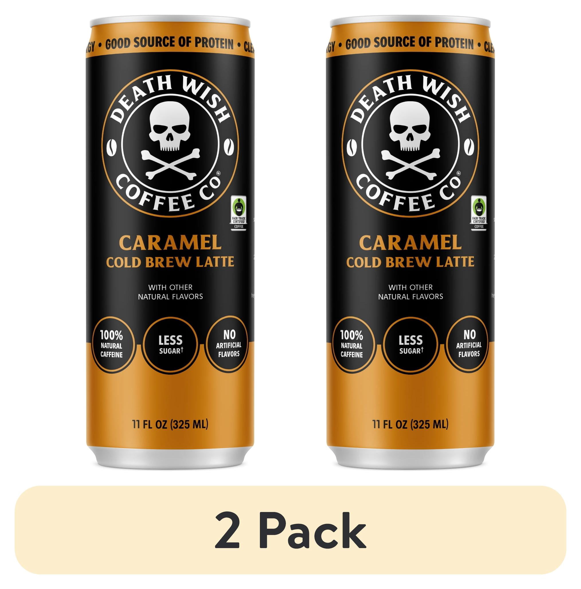 (2 pack) Death Wish Coffee Co., Classic Cold Brew Latte, 100% Fair Trade™ Coffee, Natural Flavors, 11 fl oz Can