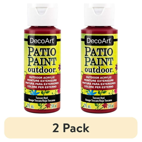 DecoArt Patio Paint Outdoor Acrylic, Tuscan Red – Weather-Resistant Craft Paint, 2 oz