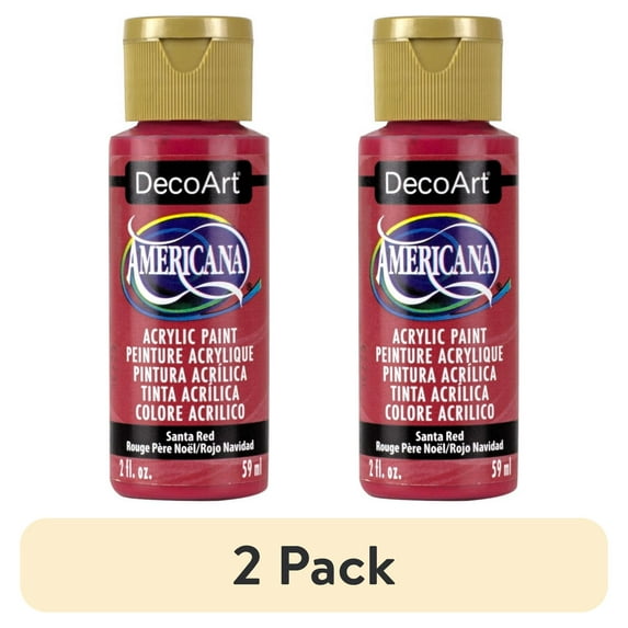 (2 pack) DecoArt Americana Acrylic Paint, 2 oz, Red Color Family, Matte Finish