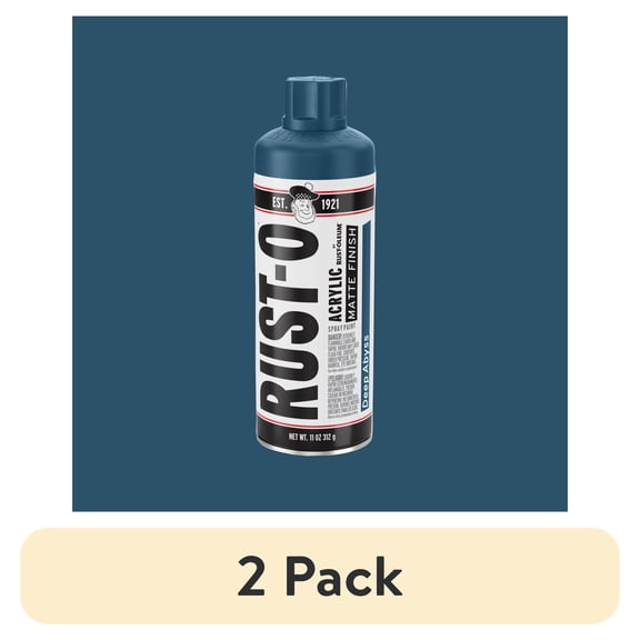 (2 pack) Deep Abyss, Rust-Oleum Rust-O Acrylic Matte Spray Paint-392202, 11 oz