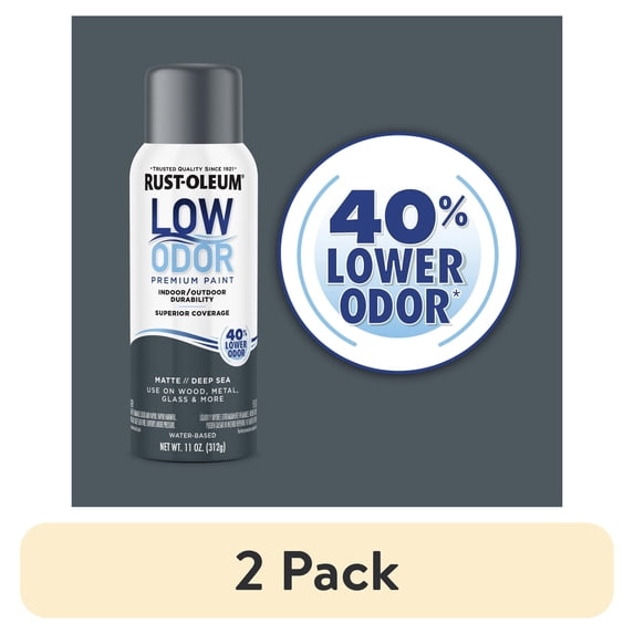 (2 pack) Deep Sea, Rust-Oleum Low Odor Premium Matte Spray Paint-388285, 11 oz