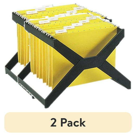 (2 pack) Deflecto XR206 Adjustable Letter/Legal Hanging File Folder Frame, Black