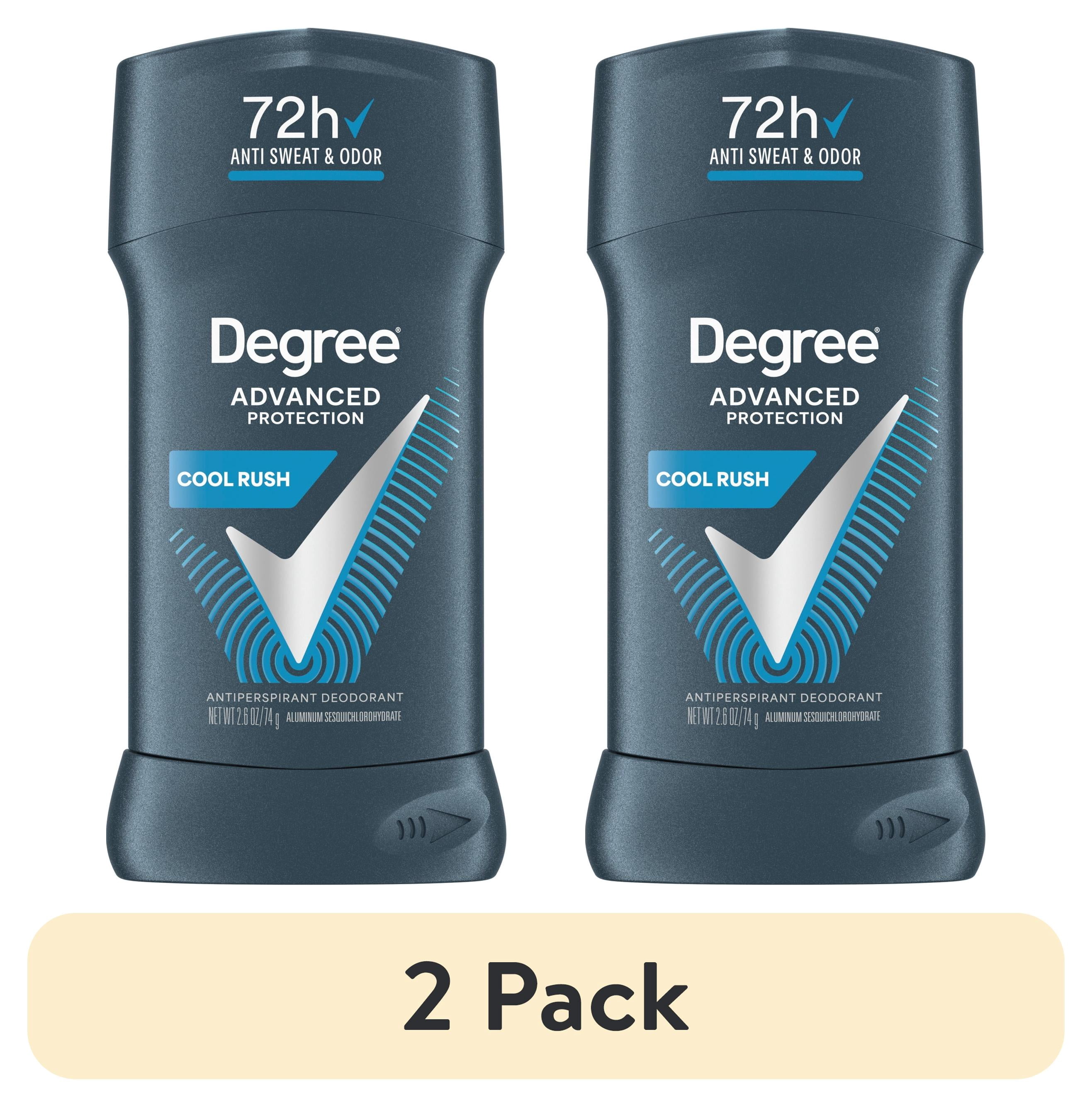 (2 pack) Degree Men Antiperspirant Deodorant 72-Hour Sweat And Odor Protection Cool Rush Antiperspirant For Men With Body Heat Activated Technology, 2.6 oz