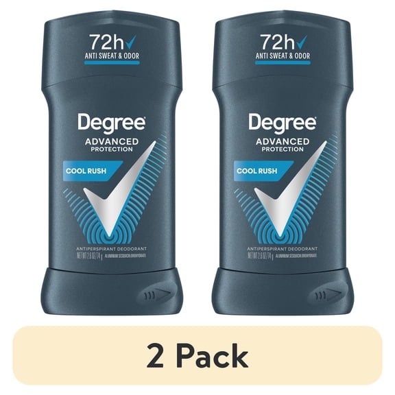 (2 pack) Degree Men Antiperspirant Deodorant 72-Hour Sweat And Odor Protection Cool Rush Antiperspirant For Men With Body Heat Activated Technology, 2.6 oz