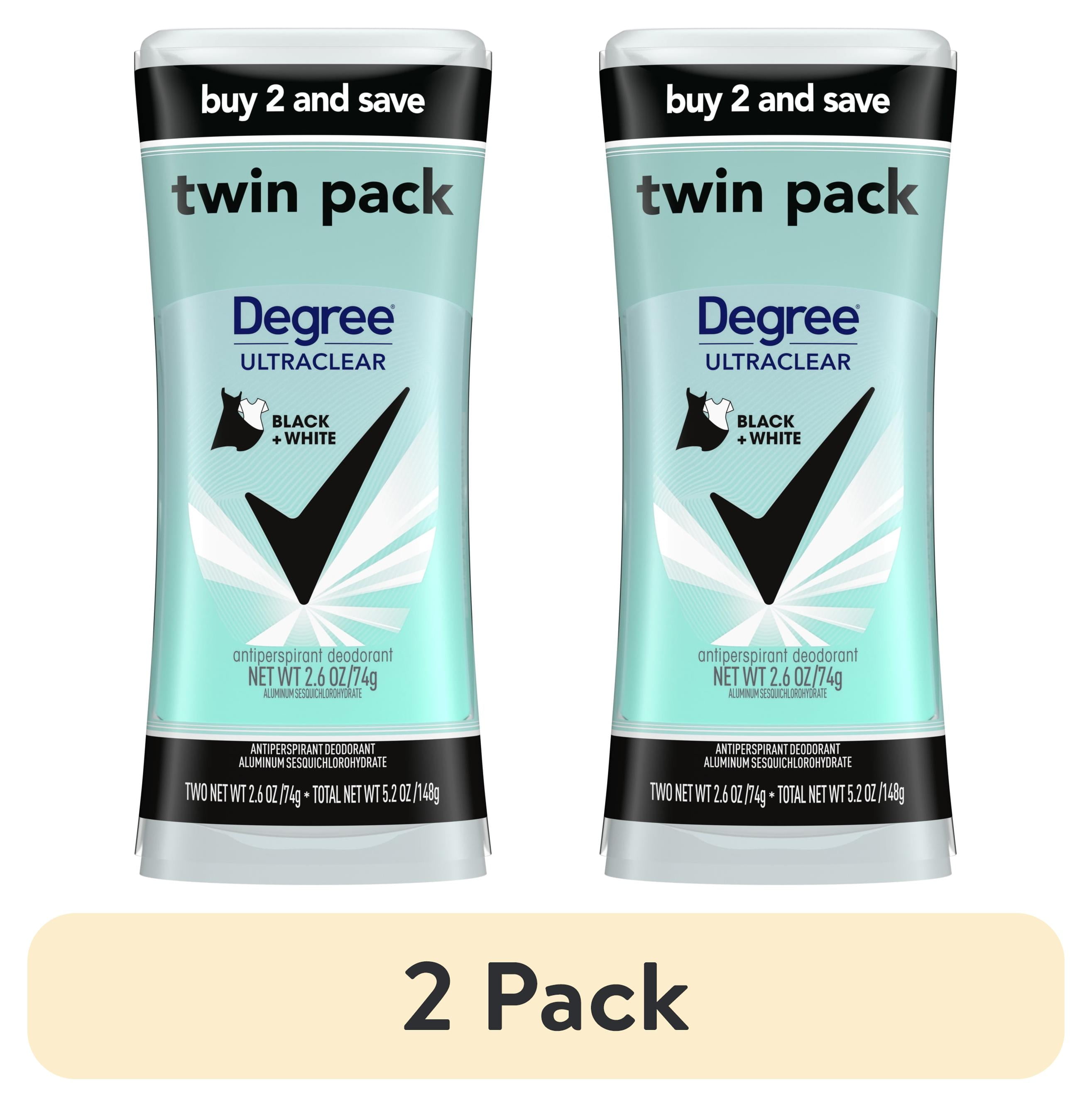 (2 pack) Degree Ultra Clear Long Lasting Women's Antiperspirant Deodorant Stick Twin Pack, Fresh, 2.6 oz
