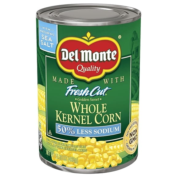 (2 pack) Del Monte Canned Fresh Cut Golden Kernel Corn, 15.25 Ounce Less Sodium 2000883
