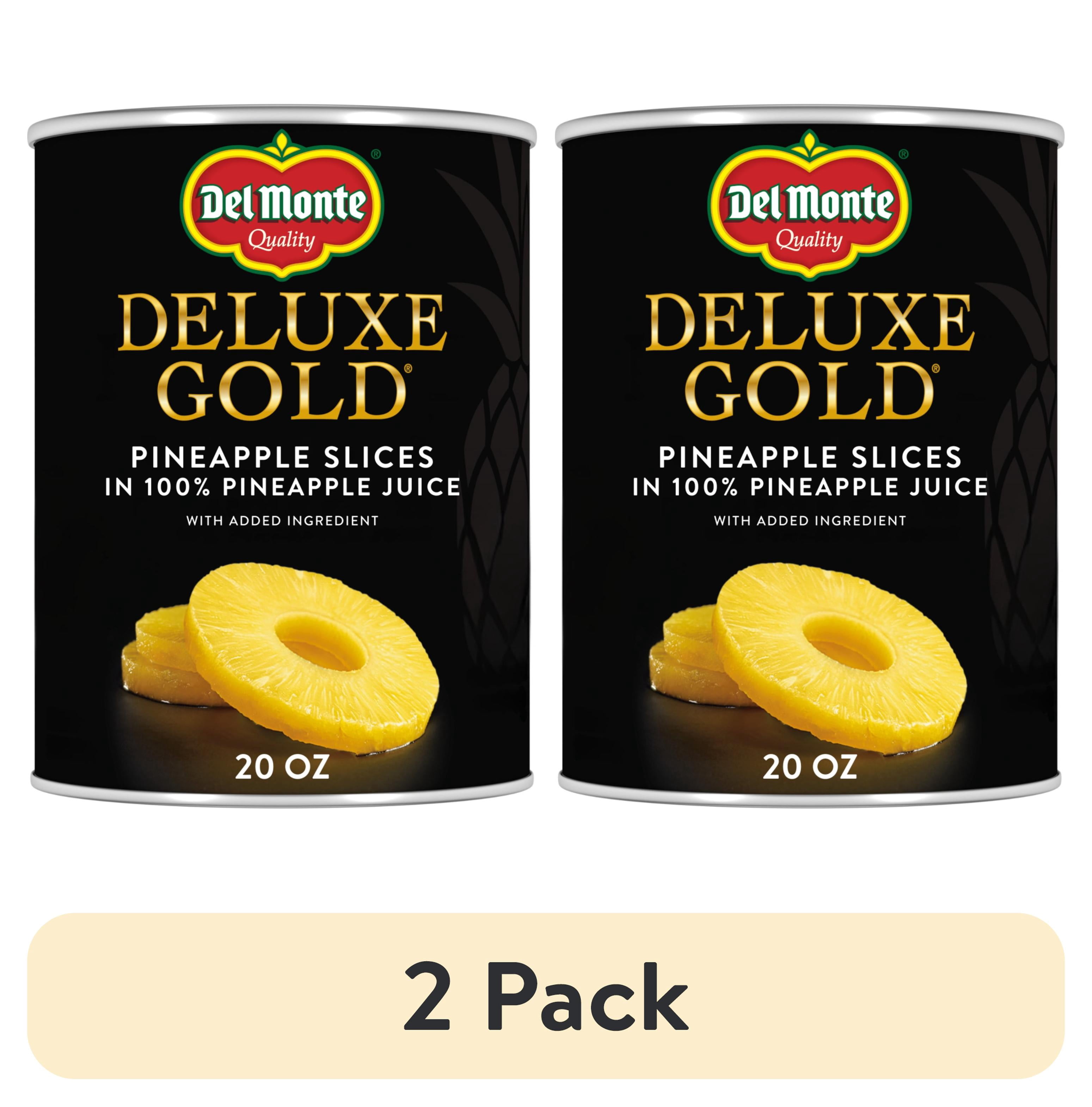 (2 pack) Del Monte Deluxe Gold Pineapple Slices in 100% Pineapple Juice, 20 oz Can, Canned Fruit