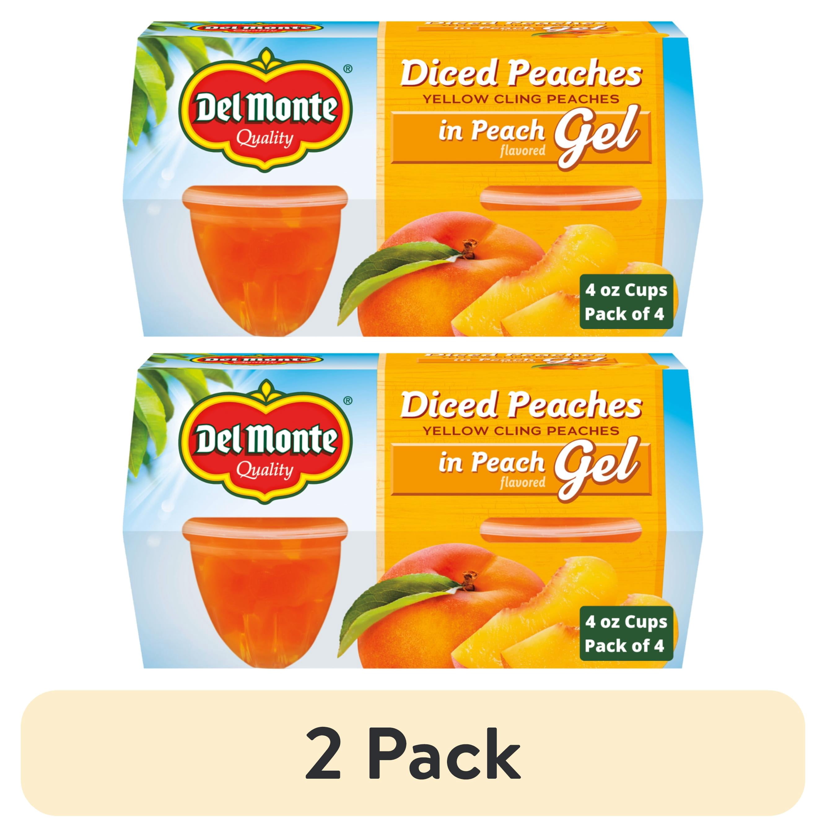 (2 pack) Del Monte Diced Peaches in Peach Flavored Gel 4.5 oz Cup (Pack of 4)