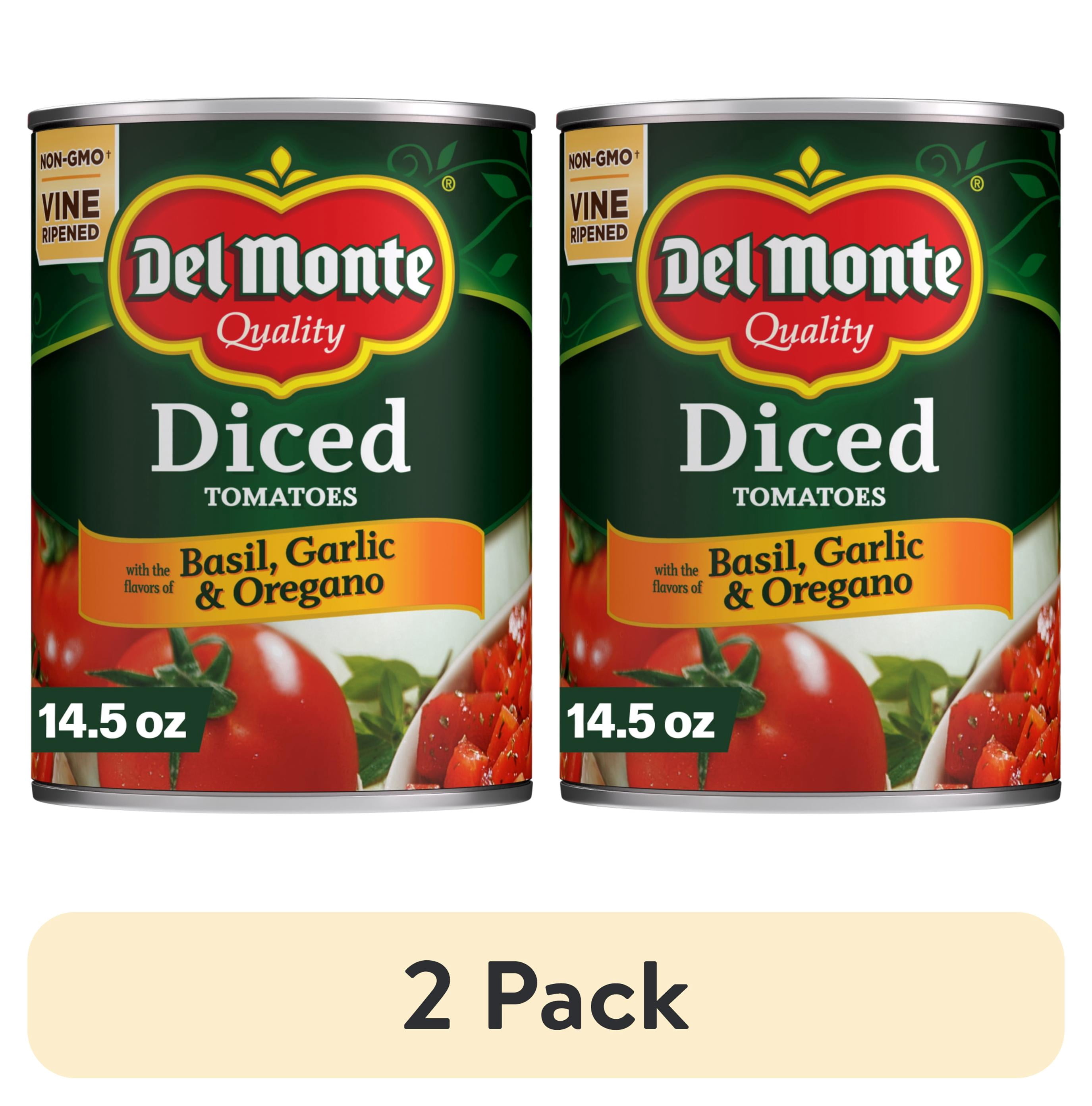 (2 pack) Del Monte Diced Tomatoes with the Flavors of Basil, Garlic & Oregano, 14.5 oz Can