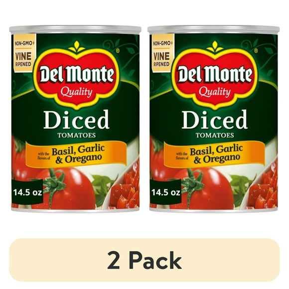 (2 pack) Del Monte Diced Tomatoes with the Flavors of Basil, Garlic & Oregano, 14.5 oz Can
