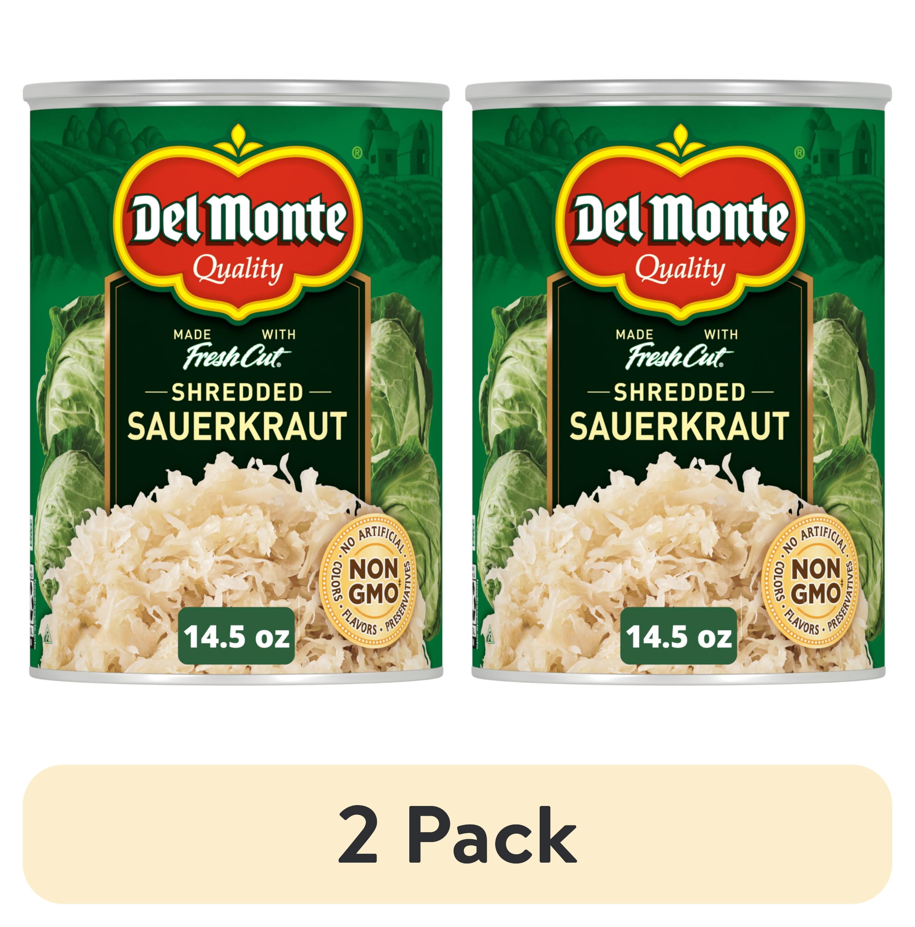 (2 pack) Del Monte Fresh Cut Canned Vegetables Shredded Sauerkraut, 14.5 oz Can