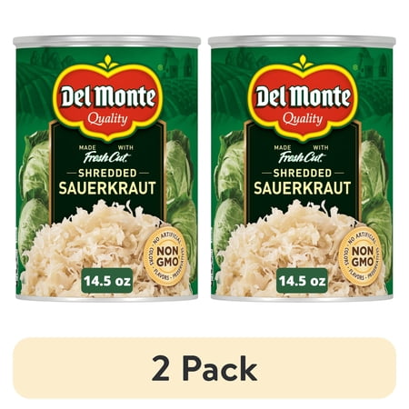 (2 pack) Del Monte Fresh Cut Canned Vegetables Shredded Sauerkraut, 14.5 oz Can