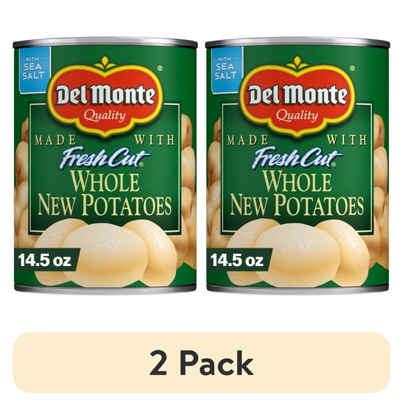 (2 pack) Del Monte Whole Canned Potatoes, Canned Vegetables, 14.5 oz Can