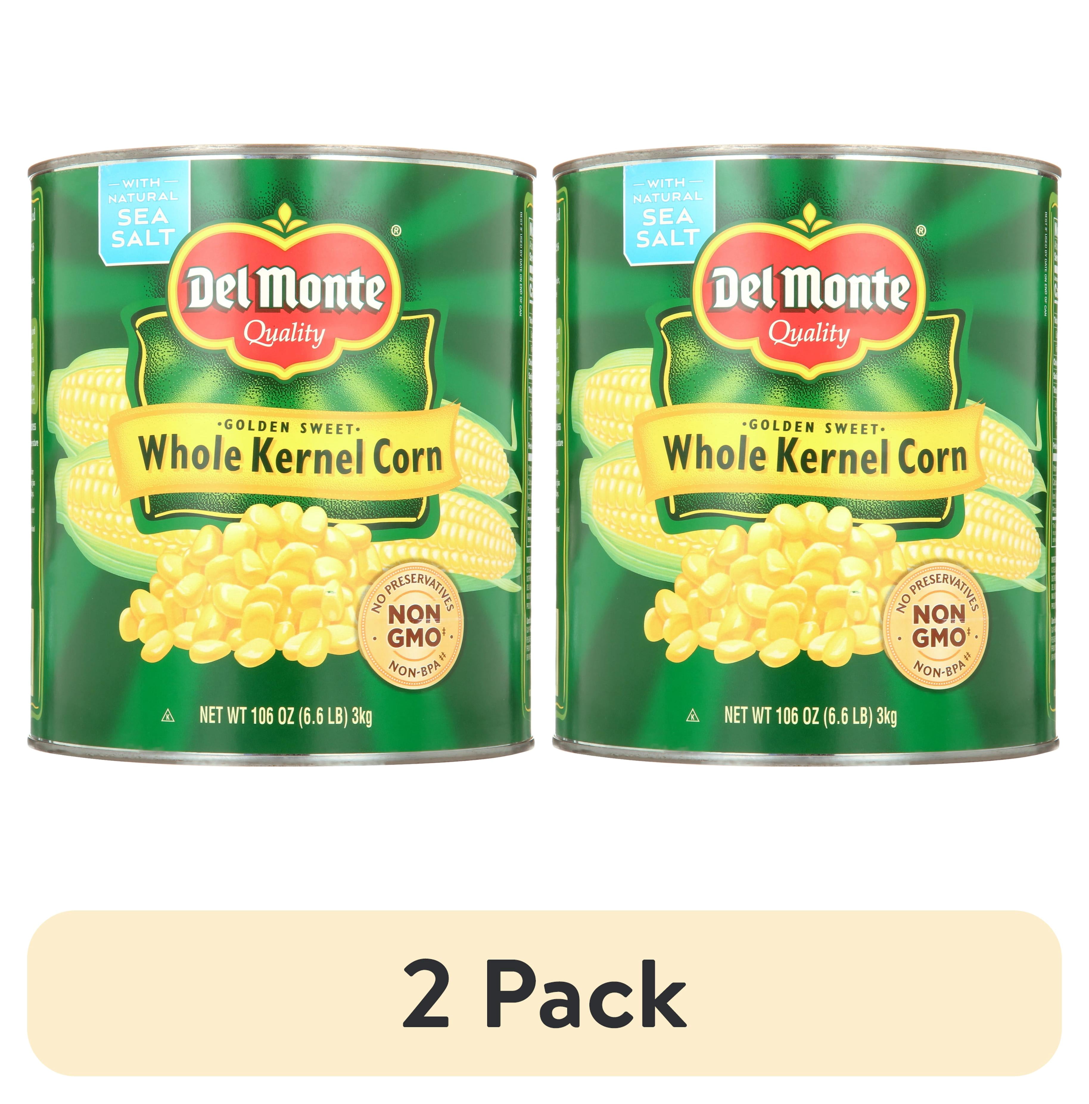 (2 pack) Del Monte Golden Sweet Whole Kernel Corn, NON GMO, 106 oz, Aluminum Can