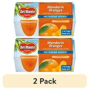 (2 pack) Del Monte No Sugar Added Mandarin Oranges Fruit Cup Snacks, 4 oz Cup (Pack of 4)