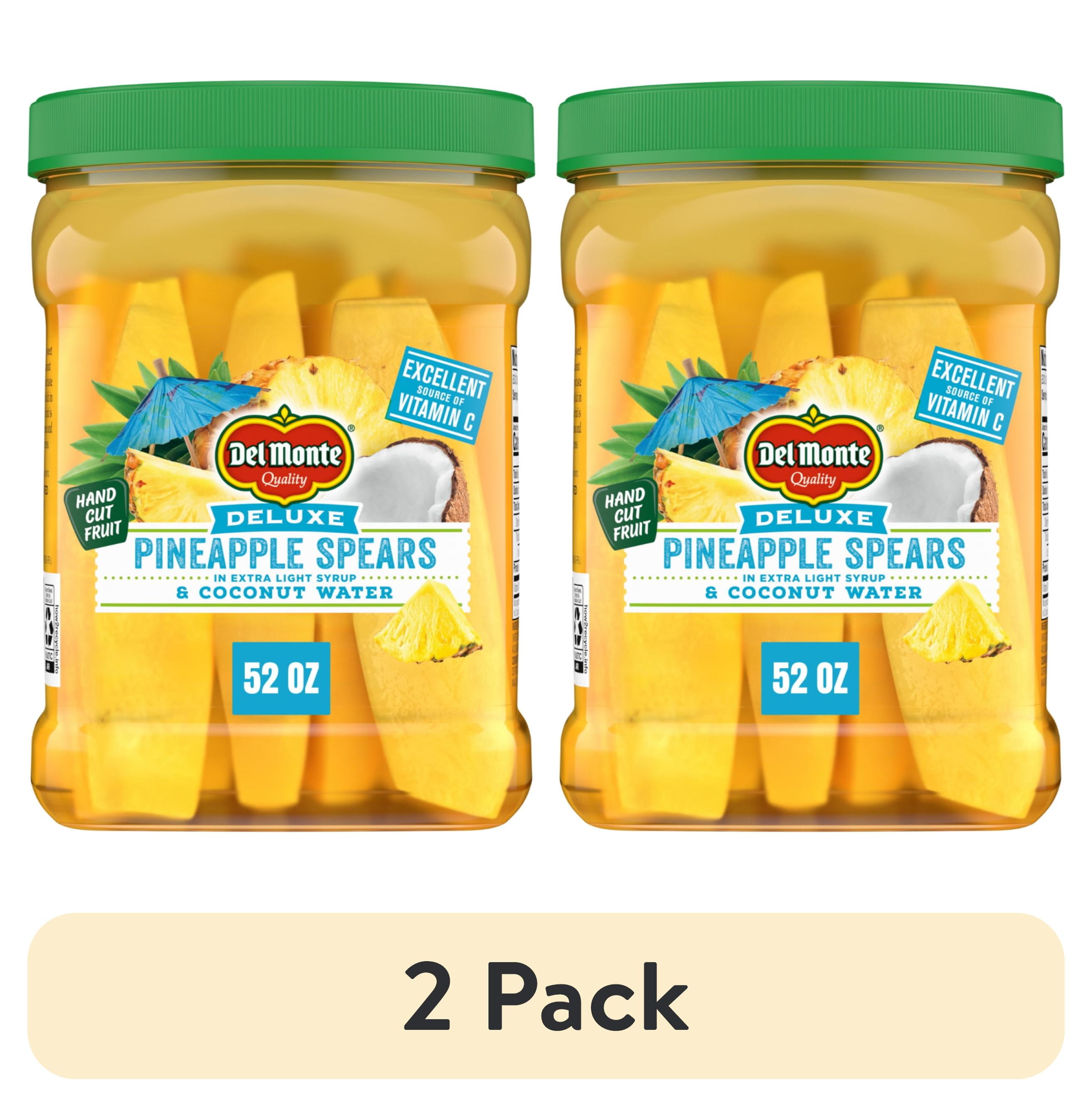 (2 pack) Del Monte Pineapple Spears in Extra Light Syrup & Coconut Water, 52 oz Jar