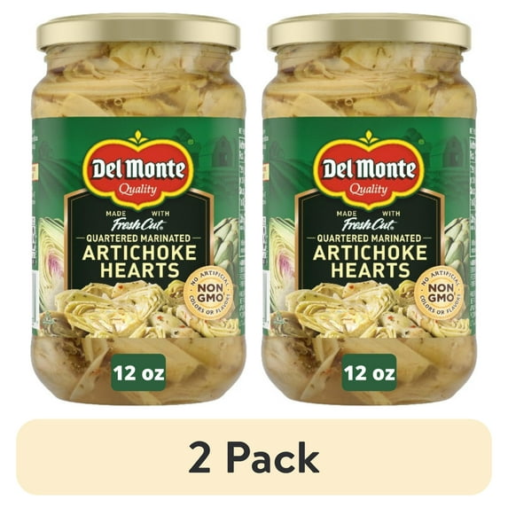 (2 pack) Del Monte Quartered Marinated Artichoke Hearts 12 oz Glass Jar