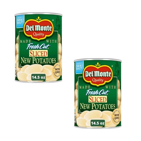 (2 pack) Del Monte Sliced New Potatoes, Canned Vegetables, 14.5 oz Can