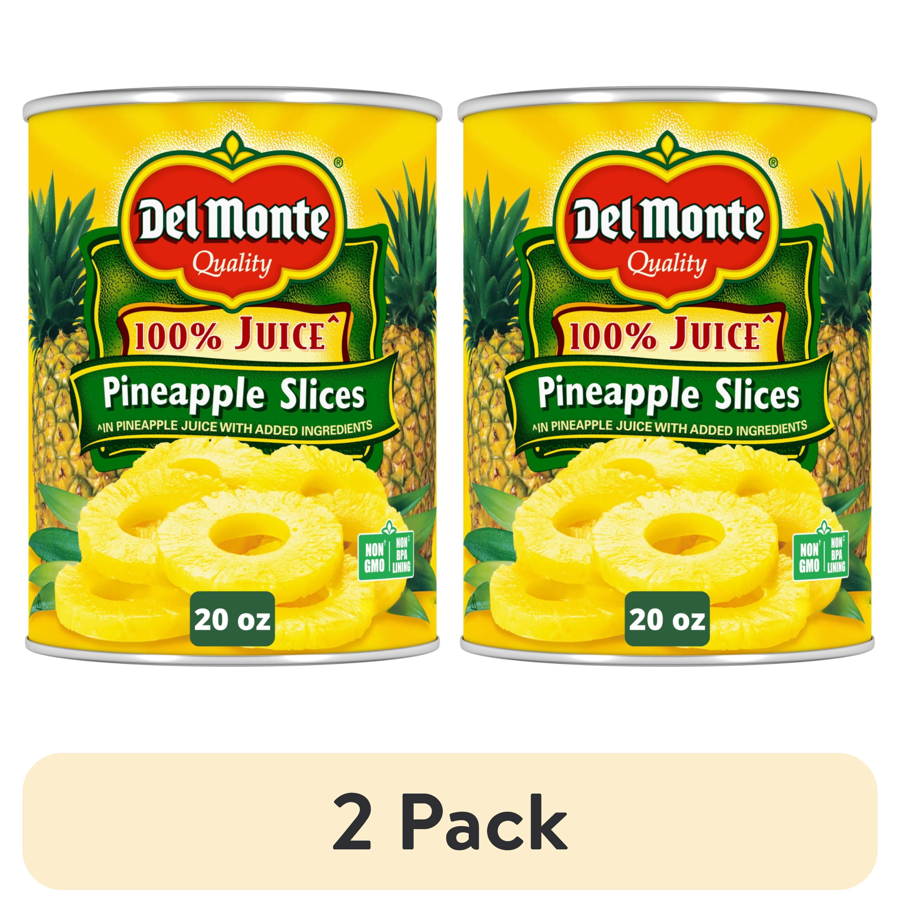 (2 pack) Del Monte Canned Pineapple Slices, Canned Fruit, 20 oz Can