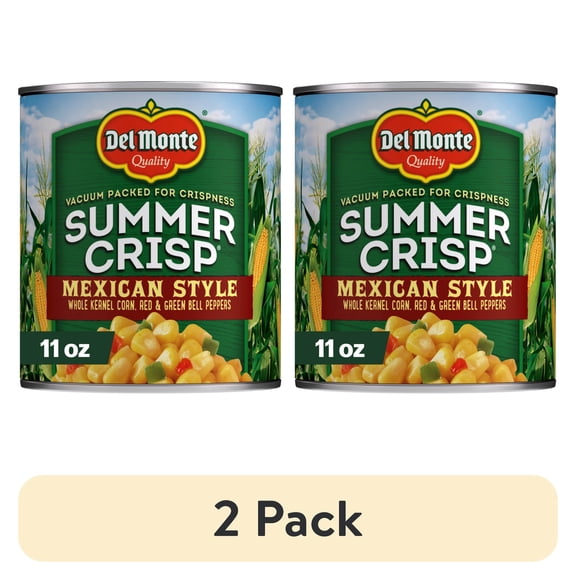 (2 pack) Del Monte Summer Crisp Mexican Style Corn 11 oz Can, Canned Vegetables